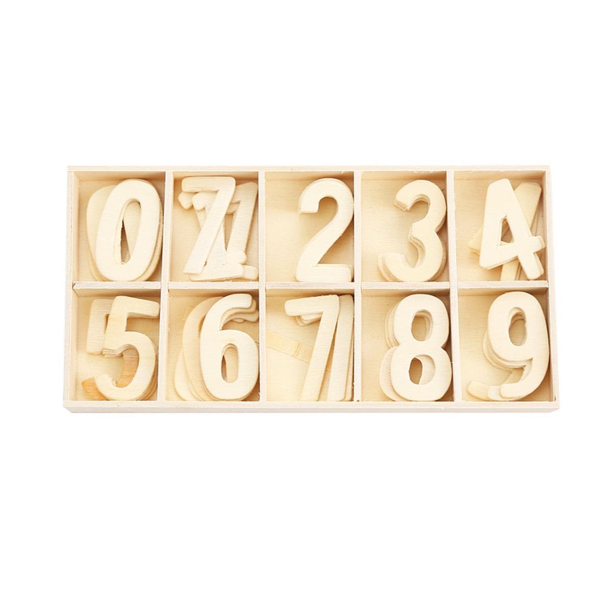 RuiJOTWAT 120 Pieces Wooden 0-9 Numbers, DIY Decoration with Storage Box Tray for Children Early Education Learning Toys Games