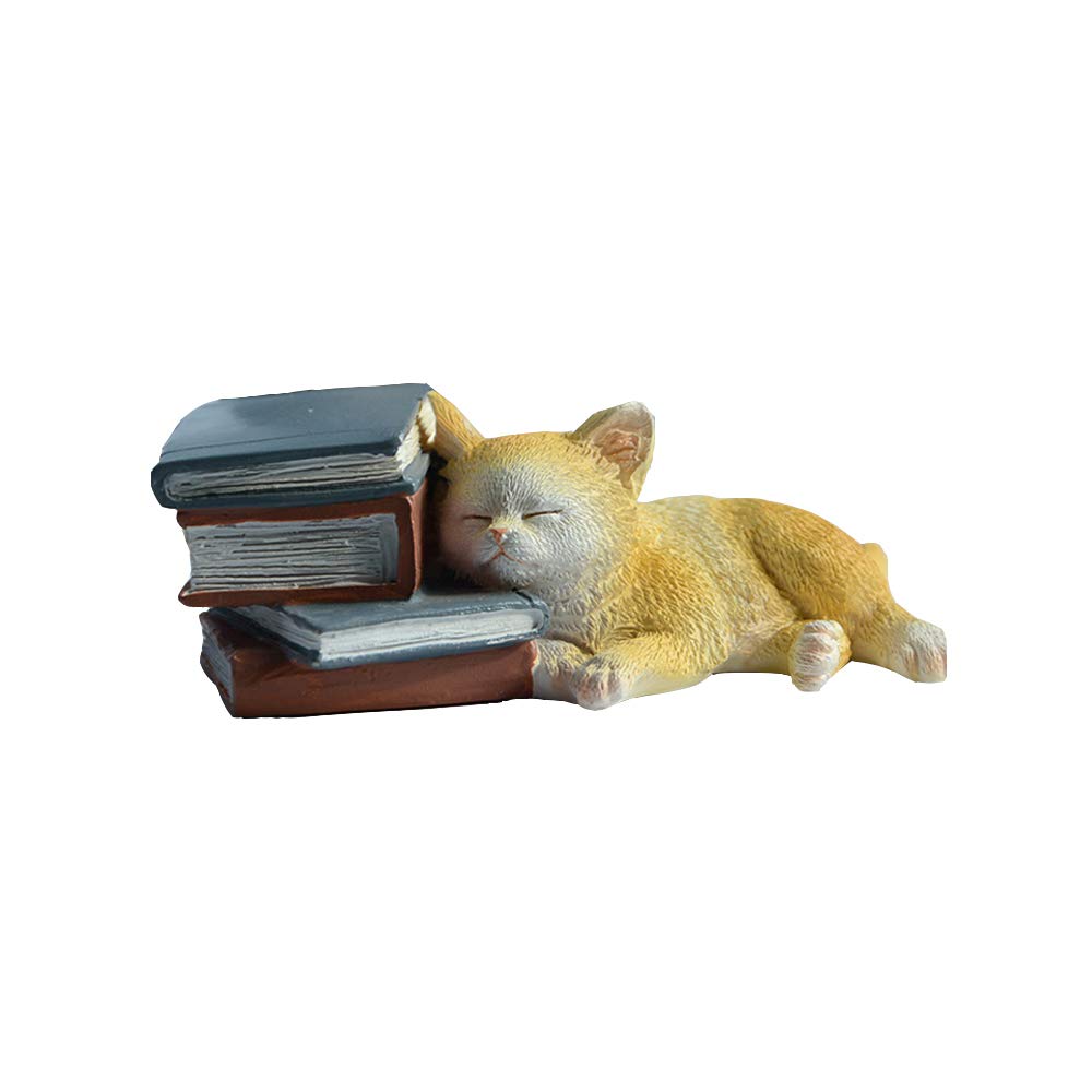 Gemmia Miniature Book Lover Figurine- Cat with Book Statue