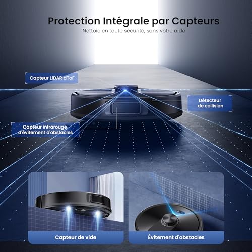 Proscenic Robot Vacuum Cleaner Washer, 10000Pa 200 Mins Robot Vacuum Cleaner with Mop, Navigation Lidar, Multi-Stage Mapping, Obstacle Avoidance, Silent, for Animal Hair Carpets Hard Floors