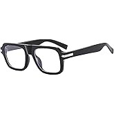 LJCZKA Blue Light Blocking Glasses for Men Women Square Thick Frame Anti Eyestrain Computer Gaming Clear Lens Eyeglasses