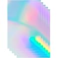 100 Sheets Holographic Printable Sticker Paper 8.5 x 11 inch Waterproof Sticker Paper Rainbow Vinyl Sticker Paper for Inkjet/Laser Printer