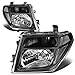 Pair of Black Housing Clear Corner Headlight Lamps Compatible with Frontier Pathfinder 2nd Gen D40 05-08
