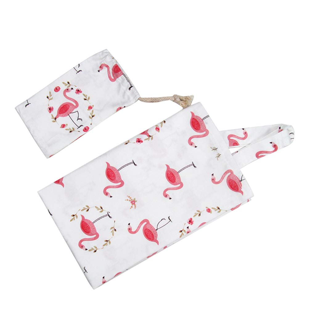 Cover with Carry Bag Breastfeeding Cover Mother Woman Mom Scarf for Outdoor Car Travel (Flamingo Pattern)
