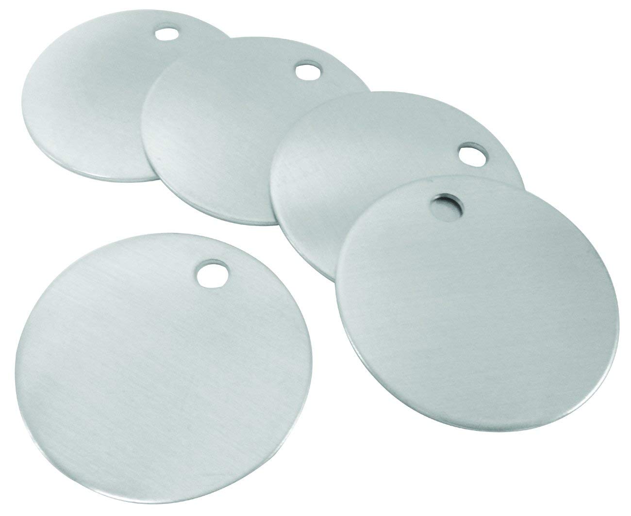 CH Hanson Metal Stamping Blanks – 1-1/2” Blank Tags with Holes, Name & Pet Tags, Label Equipment - Model 1098A, Durable 18-Gauge Aluminum (100 Count)
