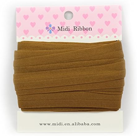 mdribbons 5/8 Inch 10 Yards Matte Elastic Ribbon For Hair Tie Headband Hair band Accessories Decoration Golden Brown Color