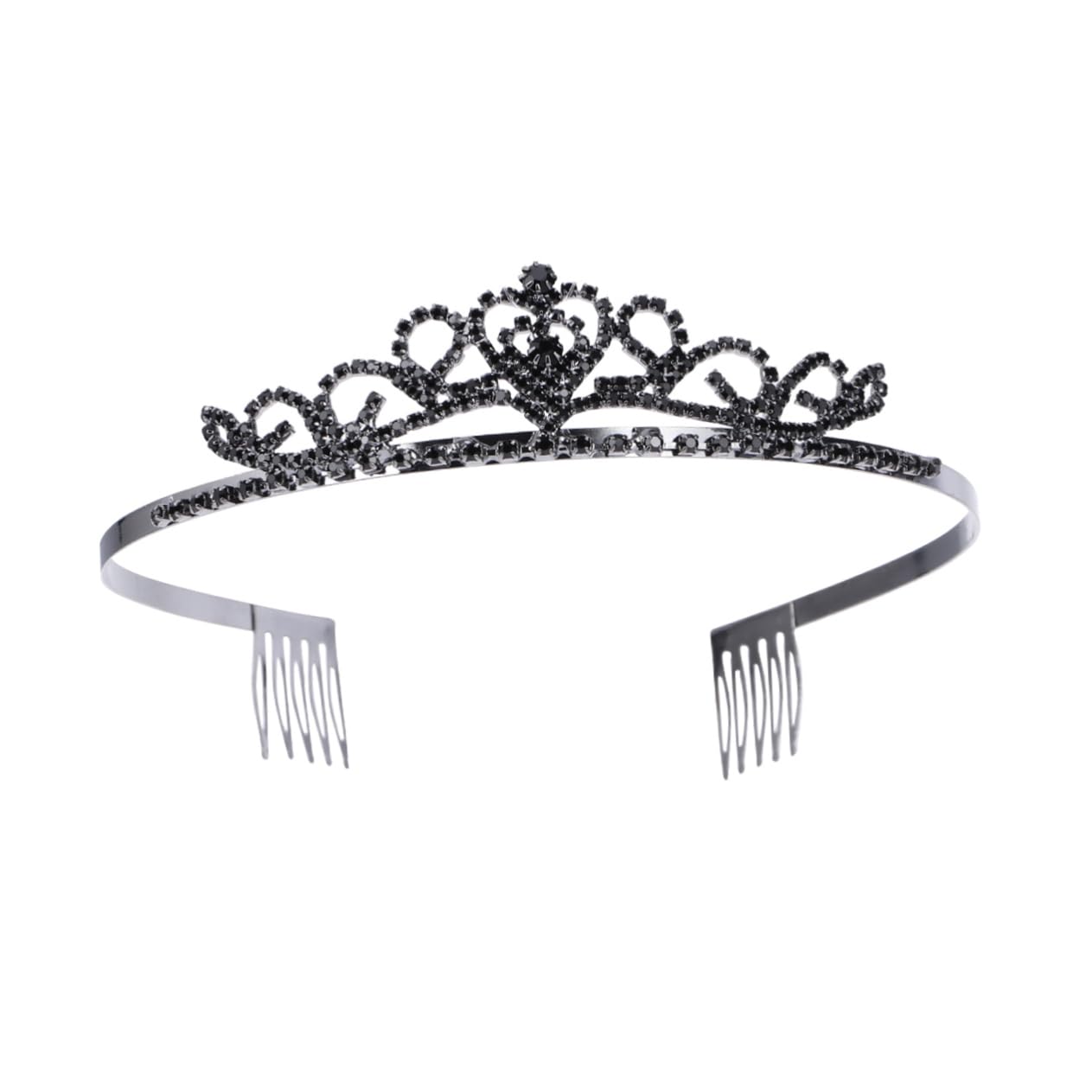 FRCOLOR Rhinestone Crowns and Tiaras with Comb Headband,Princess Tiara Headband Wedding Crown Tiara for Bride Costume Party Hair Accessories (Black)