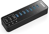Anker&reg; 60W 7-Port USB 3.0 Data Hub with 3 PowerIQ Charging Ports for iPhone, iPad, Samsung, Motorola, HTC, and More