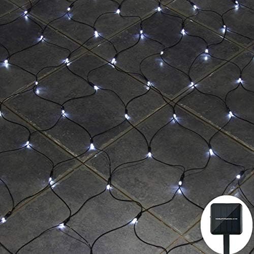 WONFAST Net Mesh String Lights, Waterproof 200LEDs 3m2m 8 Modes Solar String Lights Christmas Tree-wrap Wedding Decorative Lights for Window Wall Sweetheart Table Background Camping Beach (White)