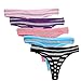 Nightaste Women Cotton Thong Panties Multi-Pack of Breathable G-string Underwear with Color Stripes for Ladies