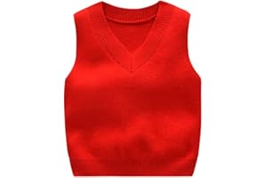 RUKOSU Baby Boys Girls V Neck Knitted Sleeveless Pullover Sweater Vest Toddler School Uniform Waistcoat Tops