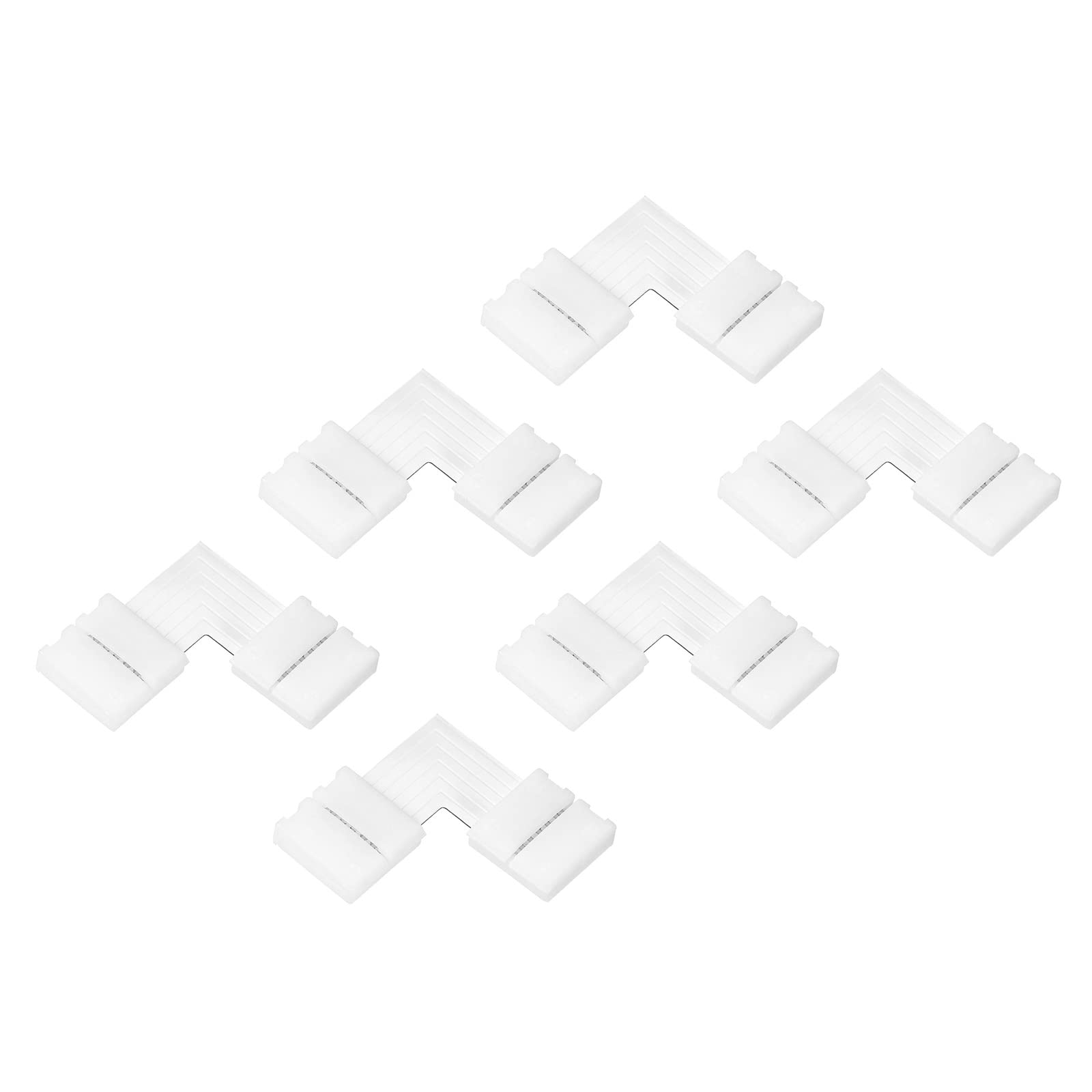 YOKIVE 6 Pack LED Strip Connectors, 6 Conductor 12mm Width | 6 Pin RGB Solderless Adapter Great for Light Strips(White)