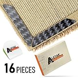 Anti Curling and Anti Slip Rug Gripper - Bonus Phone Sticker Holder - 3M Premium Carpet Gripper Tape - Keeps Your Rug in Place and Makes Corners Flat - 16 pcs Large Size