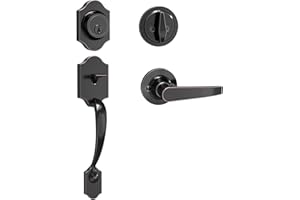 Signstek Handleset with Shelby Lever - Single Cylinder, Handlesets with Deadbolt, Front Door Lock Set-Oil Rubbed Bronze