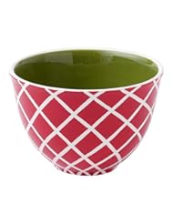 Kitchen: Hallmark Home Ceramic Holiday Serving Bowl, Small Red and White with Green Interior - Hallmark Home
