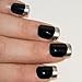 Bling Art False Nails French Fake Black Silver Squoval 24 Acrylic Medium Tips