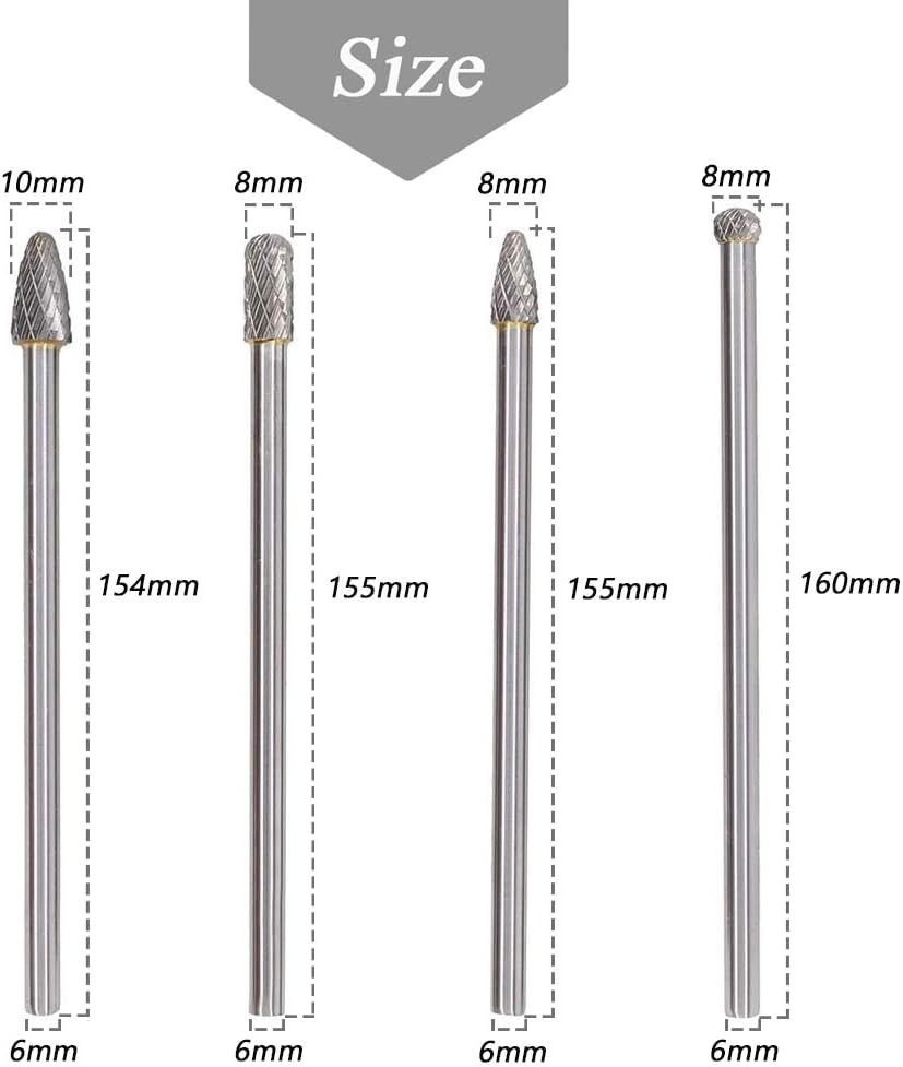 Mesee Set of 4 Tungsten Carbide Rotary Burrs - Image 4