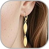 FLYUN Twisted Leaf Spiral Leverback Hypoallergenic Earrings For Women -18K Gold Plated And Silver Dangle Drop Earrings, Trendy Jewelry Gift