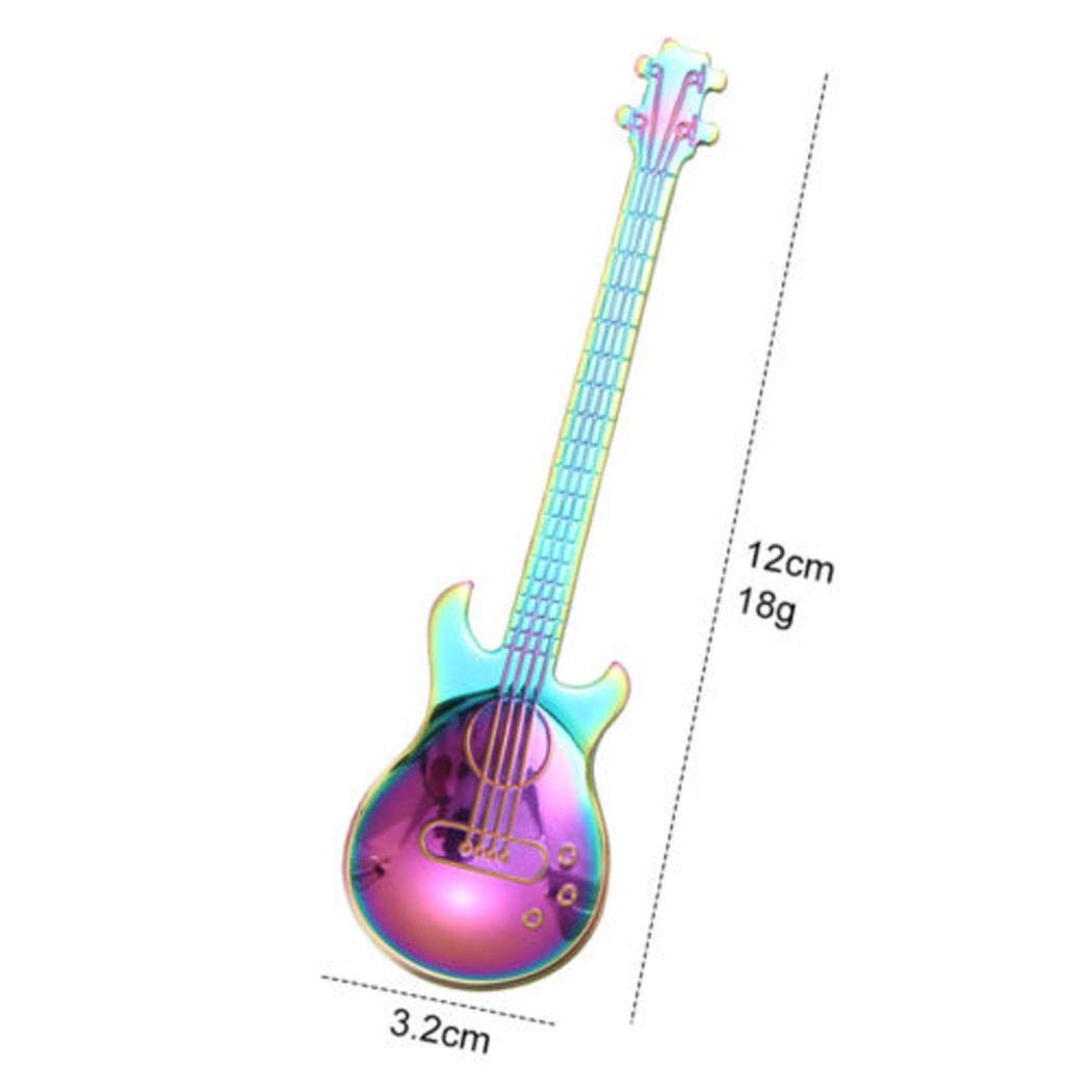 YAGOT Cuillère de guitare en acier inoxydable créatif Dessert Gâteau Thé Café Cuillère Cuisine Outil Cuillères