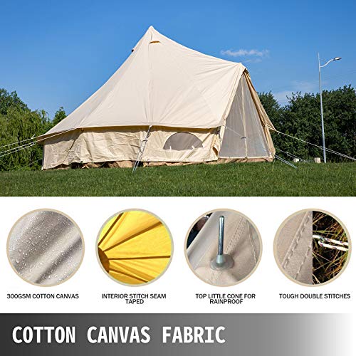 Happybuy Bell Tent Canvas Tent w/Stove Jack,16.4ft /5m, 4Season Yurt