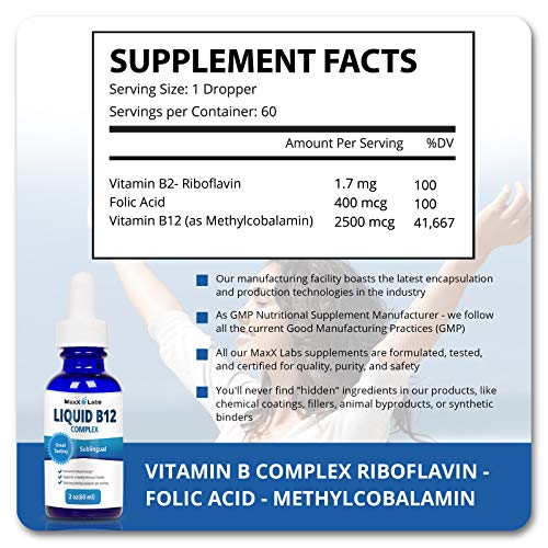 Vitamin B Complex B12 Liquid Vitamin B12 Sublingual Drops Advanced Energy Formula with B2