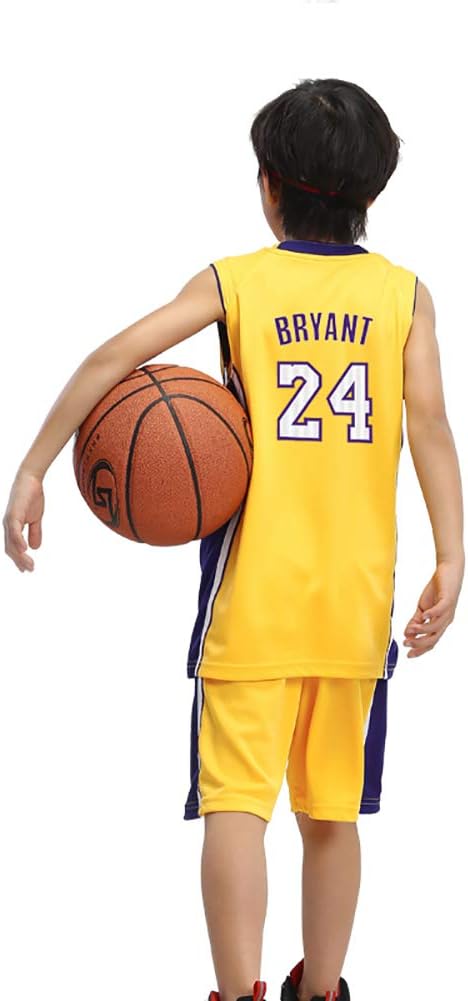 MRRTIME Children's Basketball Uniforms Boys Girls Lakers Kobe Bryant Kyrie Irving Warriors Kevin Durant Basketball Jerseys Summer Suits Kits Top + Shorts 1 Set, Swinger Jersey, Mesh