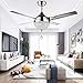 RainierLight Modern Crystal Ceiling Fan Lamp LED 3 Changing Light 4 Stainless Steel Blades with Remote Control for Living Room/Bedroom 44-Inch