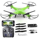 DEERC HS110W FPV Drone with 720P HD Live Video Wifi Camera 2.4GHz 4CH 6-Axis Gyro RC Quadcopter with Altitude Hold, Gravity Sensor and Headless Mode Function RTF Green