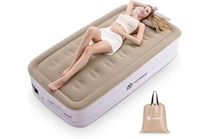 TOPBEE Air Mattress Twin with Built in Pump, Blow up Mattress, 18 Inch Twin Thicken Sturdy Inflatable Mattress for Home, Waterproof Air Bed with Carry Bag