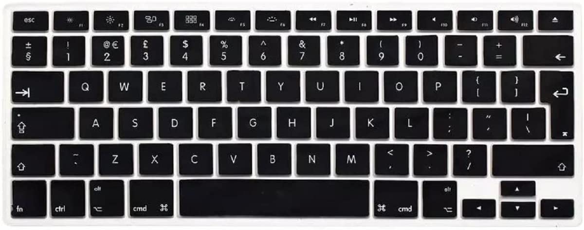 Se7enline Compatible with MacBook Air 13", MacBook Pro 13" 15" 17" with Retina Display Unique Ultra Thin Silicone Keyboard Cover Black Keyboard Skin Protector (EU Layout), Black