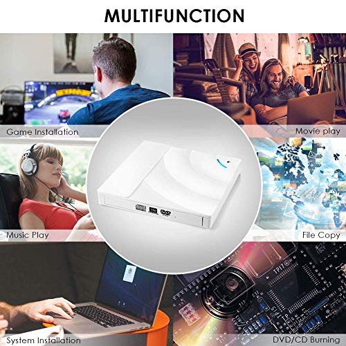 External CD DVD Drive, Teqsunrise USB 3.0 Ultra Slim Portable CD DVD Writer Burner Player,External Optical Disc Drives for PC,Desktop and Laptop,Support Windows XP/Win7/8/10/Vista/Linux/Mac OS - Thumbnail 6