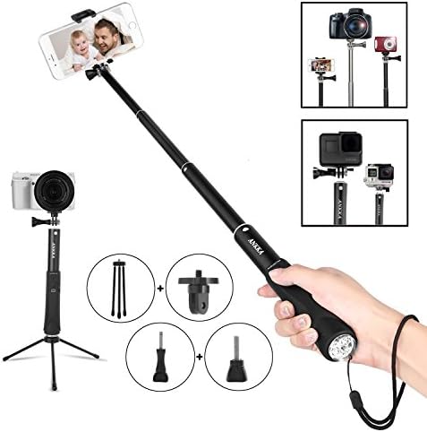 Bluetooth Selfie Stick Monopod Remote Control Wireless Shutter Gopro Hero Camera iPhone Samsung Galaxy LG HTC Sony Moto and 3.5-6 inch Smartphone all Size all Brands Android 2.3 and ios 4 above BLACK