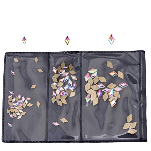 100pcs Mix 3 Sizes Crystal AB Flat Back Nail Rhombus Foiled Diamond Shape Rhinestone Nail Art Stones and Charms Supplies - Thumbnail 5
