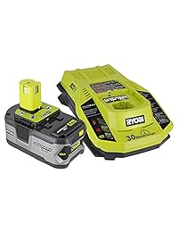 Ryobi P108 One+ 18V 4.0AH Batería de iones de litio y P117 One+ Dual Chemistry Lithium Ion y NiCad Cargador de batería (2 piezas)