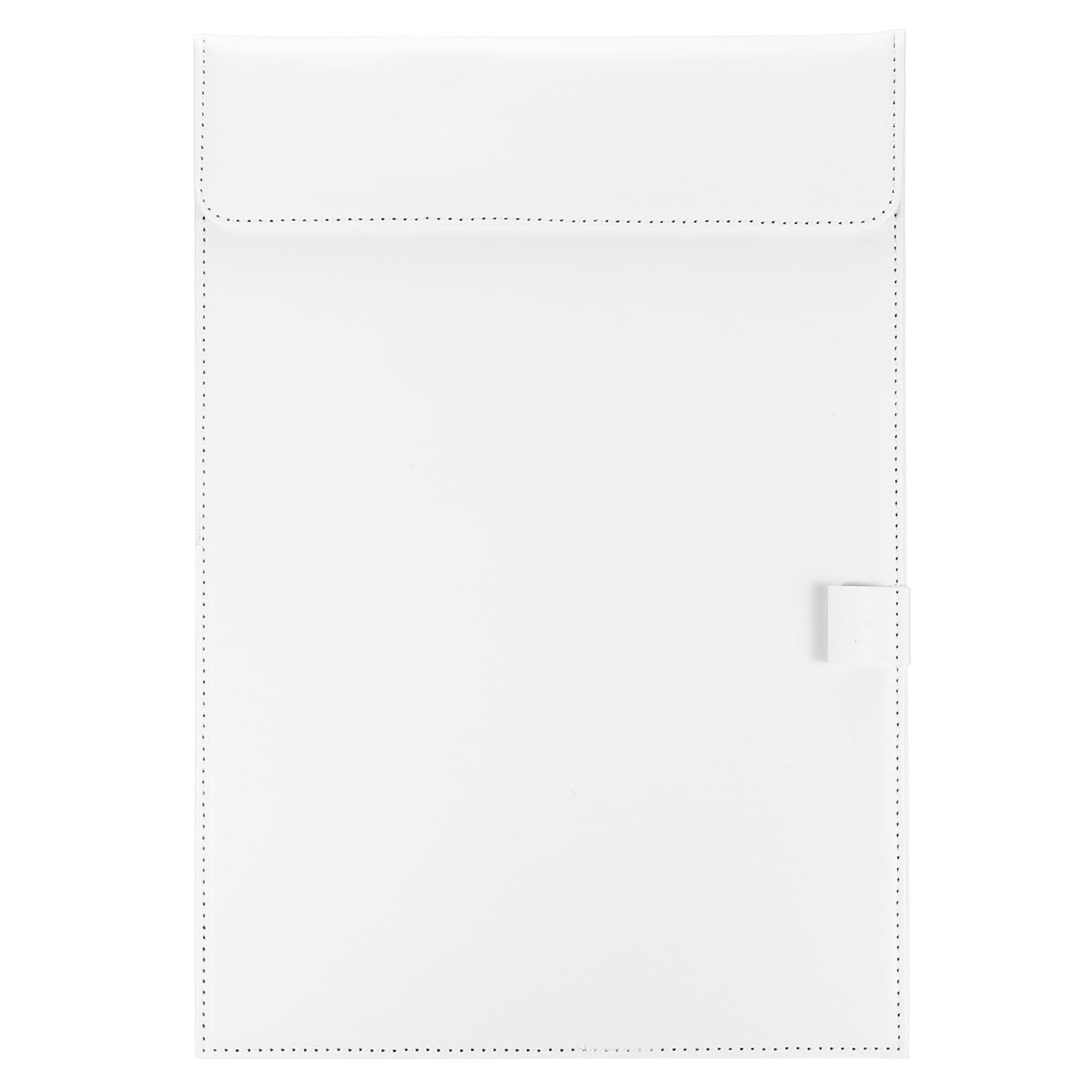 PATIKIL 13"x9.1" A4 PU Leather Clipboard, Business Padfolio Organizer Binder Resume Legal Document Folder Holder Writing Pad for Office, White