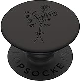 Black Gray Floral Flower Wildflower PopSockets Adhesive PopGrip