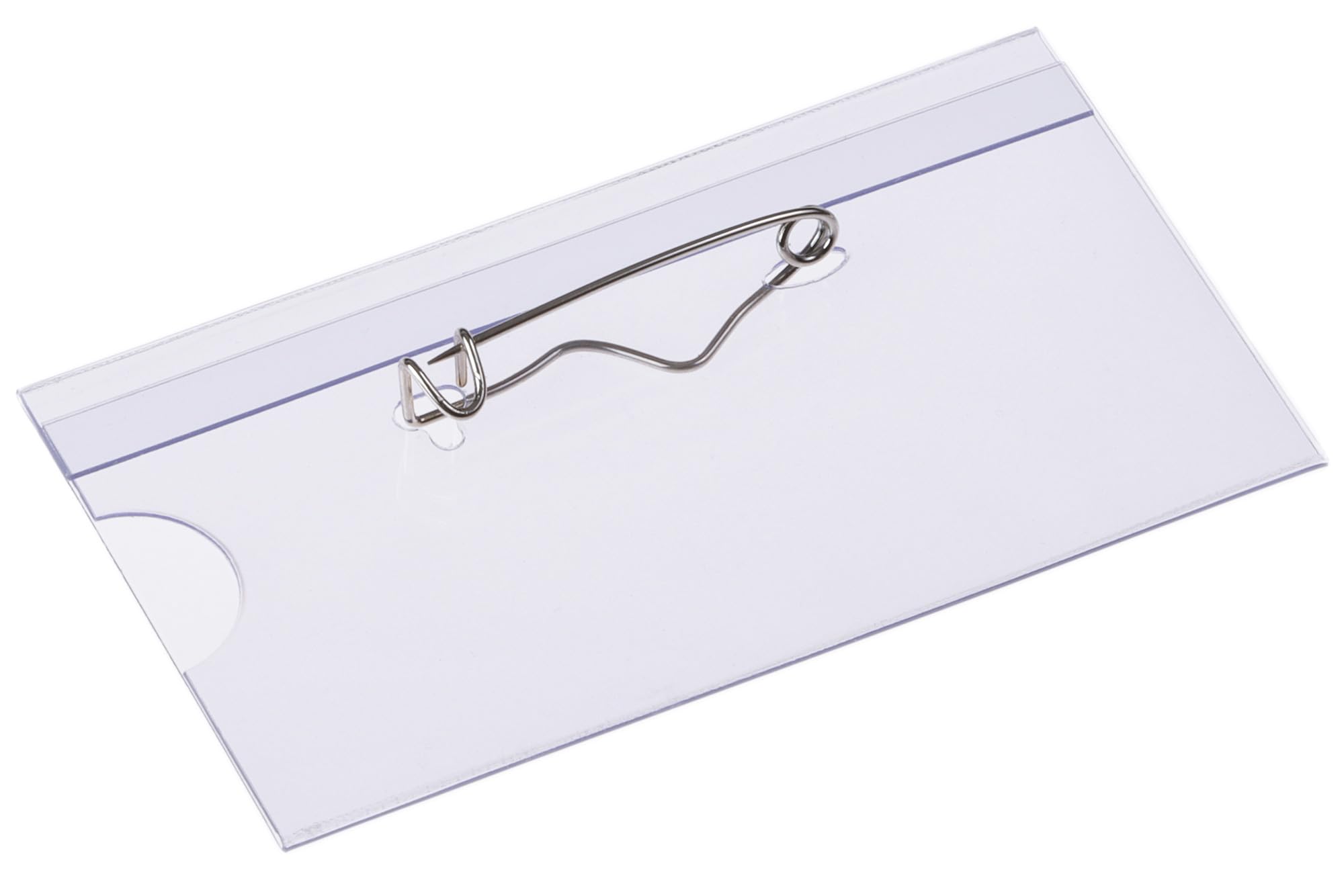 EUROPEL Name Badge Holders with Safety Pin & Blank Card Insert Sheets (Pack of 24) | Horizontal ID Card Holder for School, Colleges, Offices & Corporate Event | 75 x 40 mm, 121263