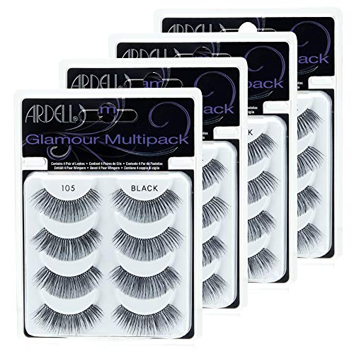 Ardell Multi Pack 105, 4 prs Glamour False Lashes x 4 pack (16 pairs Faux Lashes)