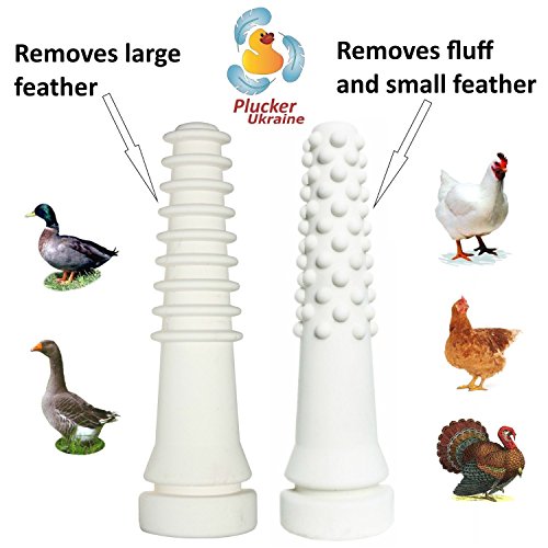 Chicken Plucker Drill Attachments - Poultry Feather Remover 15 Fingers (Broiler Duck) with Best Chicken Plucker Fingers (White)