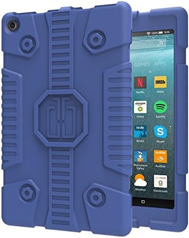 TsuiWah All-New Amazon Kindle Fire HD 8 Shockproof Impact Resistant Flexible Kids Friendly Soft Silicone Case for Fire HD 8 Tablet (7th Gen,2017 release),(6th,2016)(5th,2015)(4th,2014),Blue