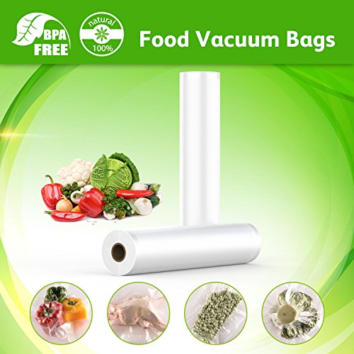 Click Here to See More Images Food Saver Bags Rolls Foodsaver Vacuum Rolls Commercial Vacuum Sealer Rolls Food Storage Saver Bag Compatible to Food saver Sous Vide Vacuum Saver Rolls 11 Inch X 16 Feet (2 Pack)