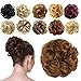 FESHFEN Messy Bun Hair Piece - Elastic Wavy Curly Hair Bun Scrunchies Extensions Synthetic Chignon Hairpieces for Women Girls, Light Auburn 1 PCS