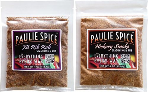 Paulie Spice : BBQ Seasoning &amp; Rub Set (2 Flavors) Sweet &amp; Smoky JB Rib Rub : Hickory Smoke for: Steak, Ribs, Meat, Pork, Chicken, Wings, Beef, Salmon, Prime, Fish, Grill, Barbecue, Dry, Rubs, Gift