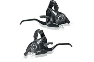 CYSKY 1 Pair 3x7 / 3x8 Speed Bike Brakes Levers Shifters with Gear Indicator and Brake Cables Compatible with Mountain Bike, Road Bike (3 x 8 Speed)