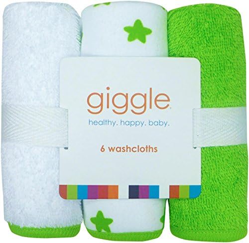 giggle Star 6 Pack Washcloth Set, Green