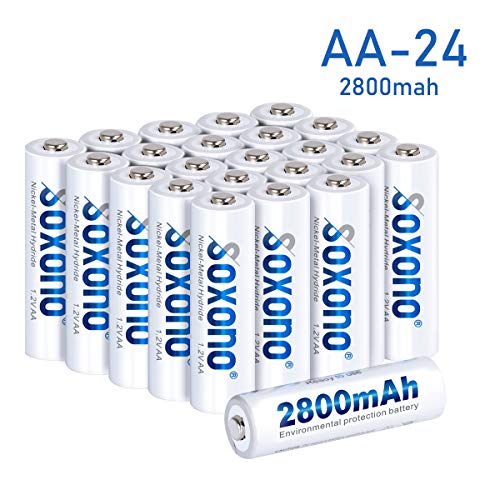 Sonoxo AA Batteries Rechargeable，AA Rechargeable Batteries 2800mAh High Capacity AA Battery 1.2V Ni-MH Low Self Discharge 24 Pack