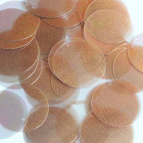 Crystal Bronze Iridescent Sequin Rainbow 30mm Round Couture Paillettes. Made in USA. Embroidery, bridal, arts, crafts, embellishment.