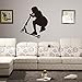 DNVEN Scooter Vinyl Wall Decals Sports Series Scooter Boy Silhouette Poster for Teens Boys Room Decor Playroom Sports Themed Wall Stickers 23 inches x 23 inches