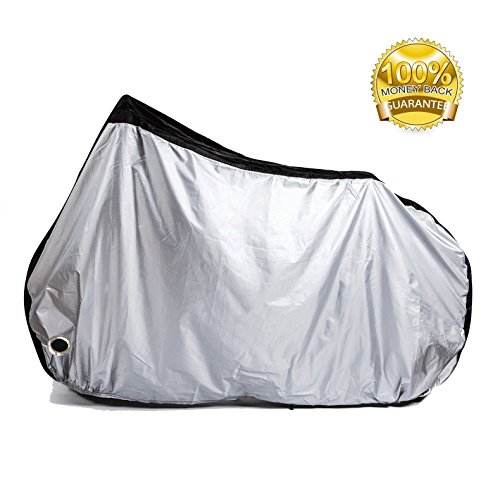 Bike Cover - Waterproof Bike Cover - UV Proof 50+ Bike Cover - Indoor & Outdoor Use Motor Bike Cover with Lock Hole & Securing Buckle for Most Bikes, Motorcycles,Scooters by LETMY(XL) (silver 1 pack)