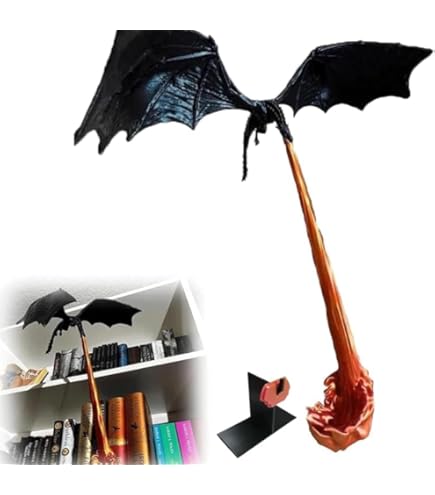 Genérico Twin Flame Dragon Bookshelf, 3D Print Dragon Decor Bookends