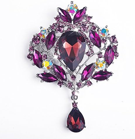 Wedding Bridal Big Crystal Rhinestone Bouquet Brooch Shawl Pin for Women
